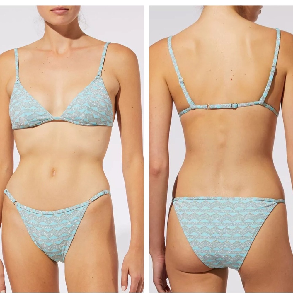 Solid & Striped Lulu Bikini Set in Metallic Zigzag, NWT